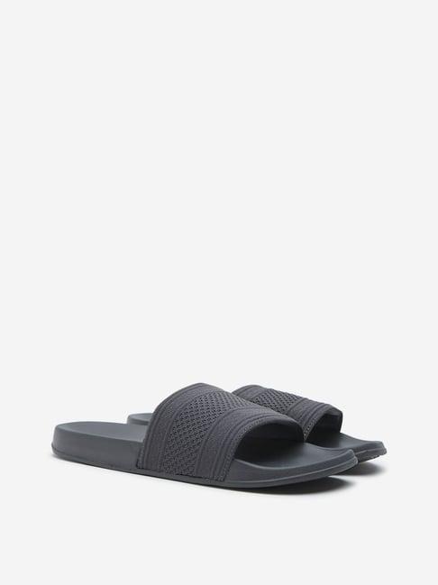 soleplay by westside grey knit-textured slides