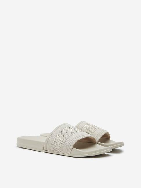 soleplay by westside beige knit-textured slides