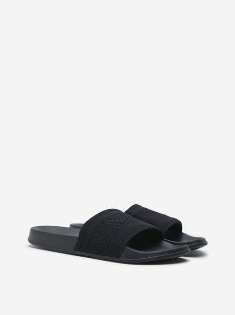 soleplay by westside black knit-textured slides