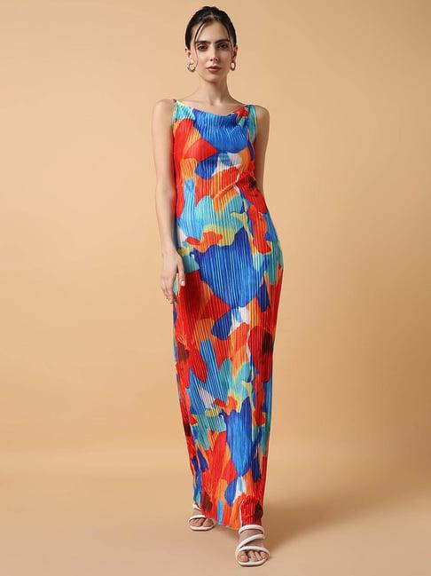 showoff multicolor printed maxi dress