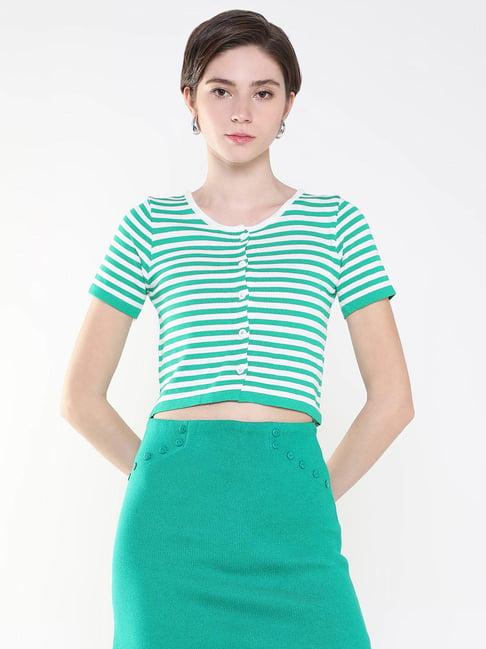 showoff green striped top