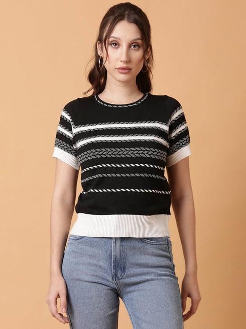 showoff black striped top