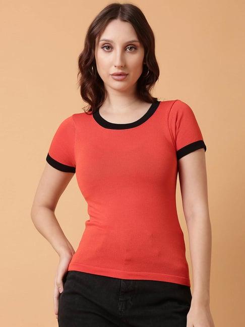 showoff orange regular fit top