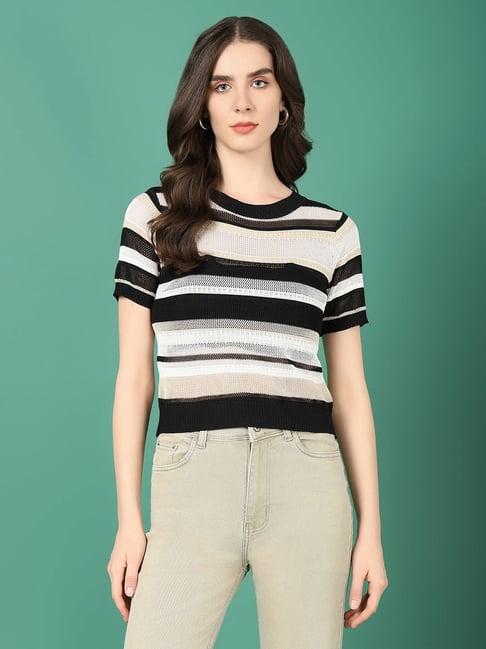 showoff black & white striped top