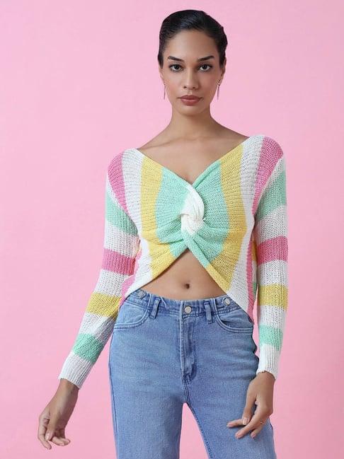 showoff multicolor striped crop top