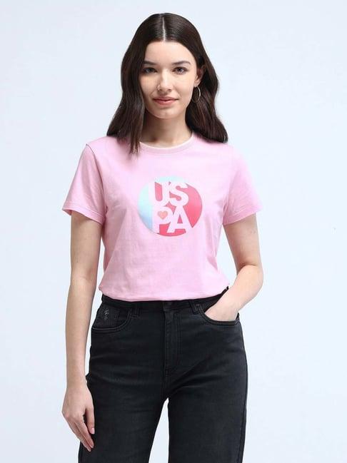 u.s. polo assn. pink cotton printed t-shirt