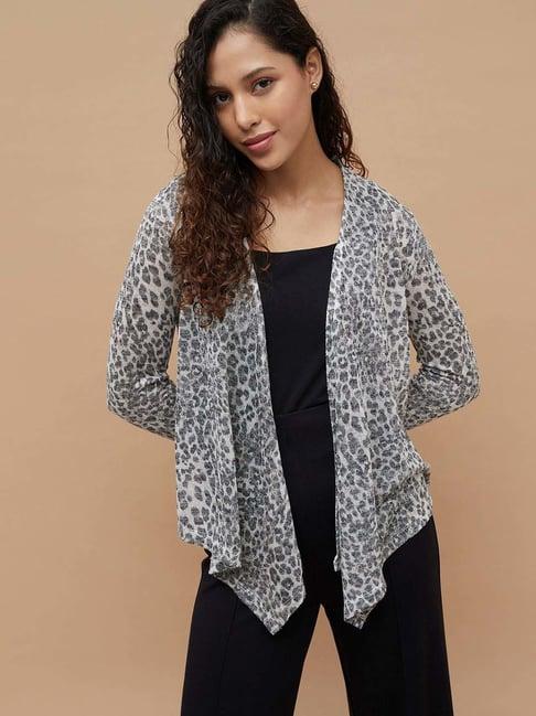 code by lifestyle grey cotton printed shrug