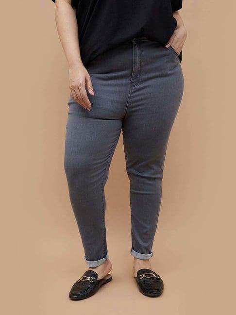 nexus by lifestyle grey cotton mid rise jeans