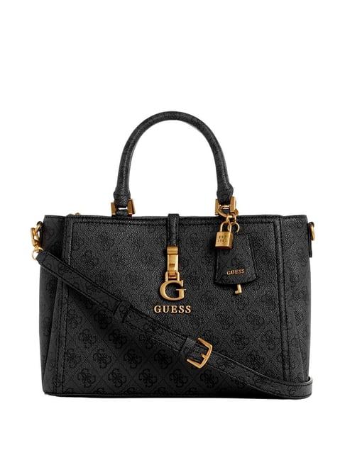 guess black logo satchel handbag