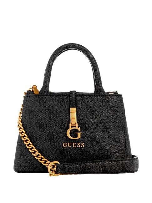 guess black logo satchel handbag