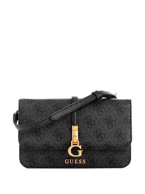 guess black logo sling handbag