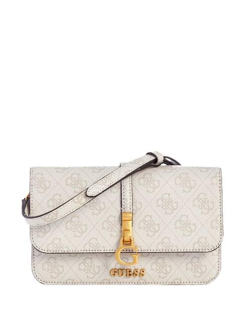 guess cream logo sling handbag