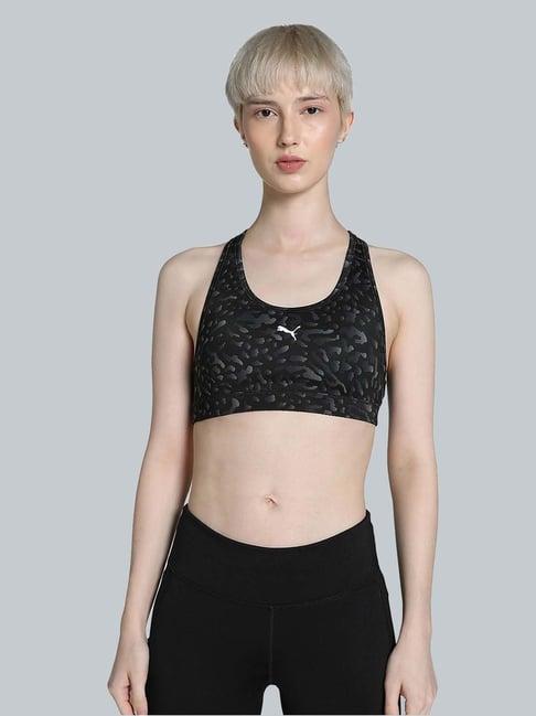 puma black printed sports bra