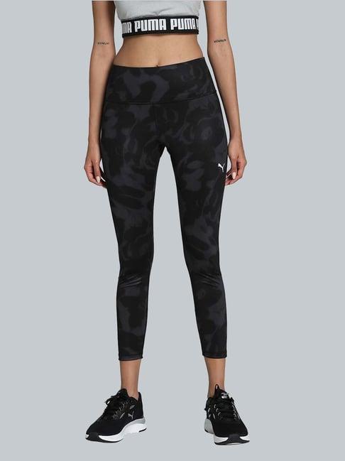 puma black printed sports tights