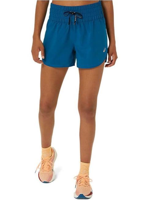 asics blue mid rise sports shorts