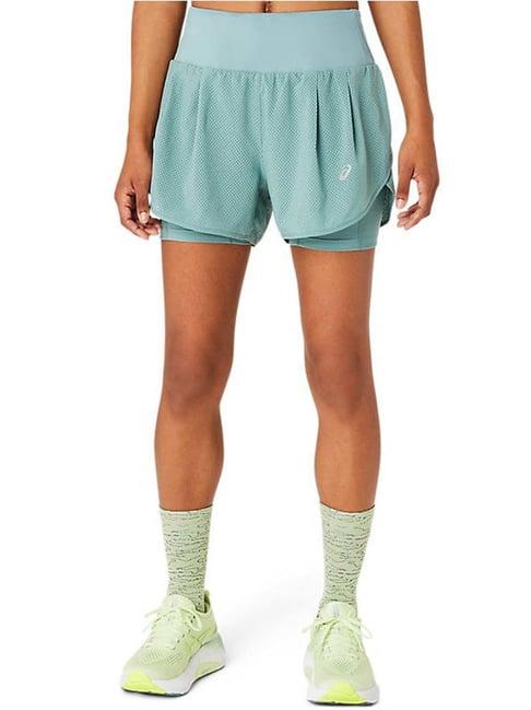 asics blue mid rise sports shorts