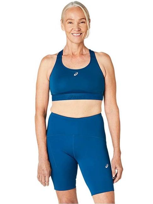 asics blue plain sports bra