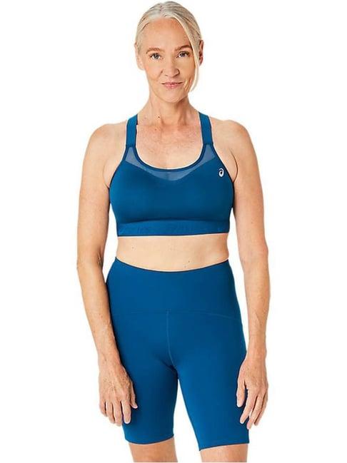 asics blue plain sports bra