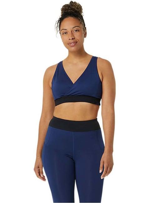 asics blue plain sports bra