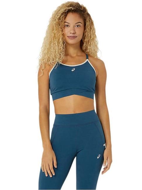 asics blue plain sports bra