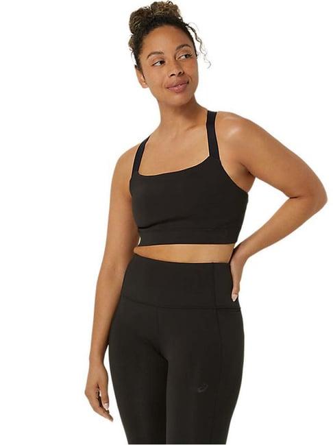 asics black plain sports bra