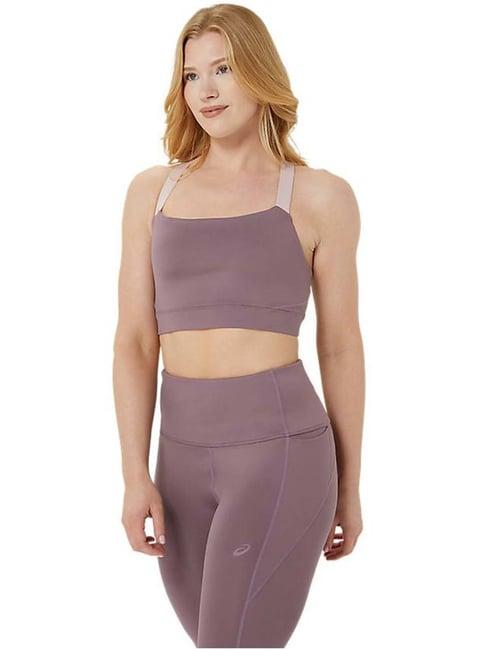 asics purple plain sports bra