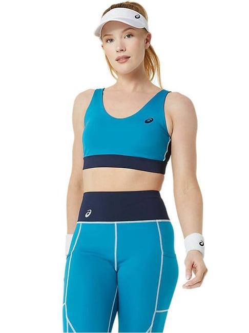 asics blue plain sports bra