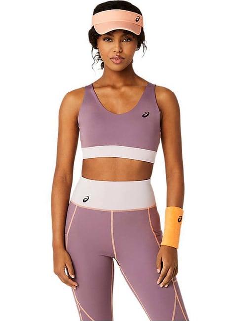 asics purple plain sports bra