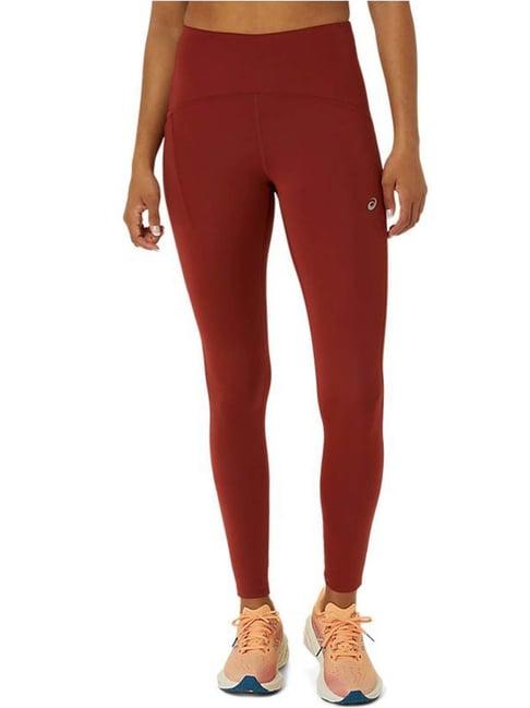 asics red mid rise sports tights