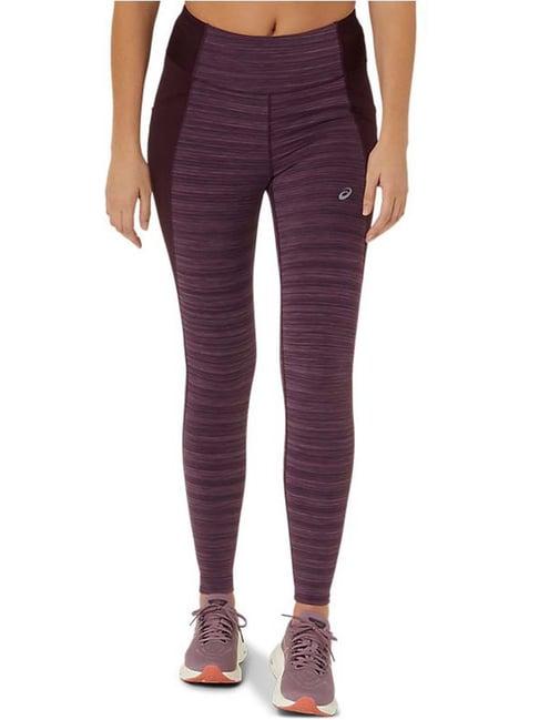 asics purple printed sports tights