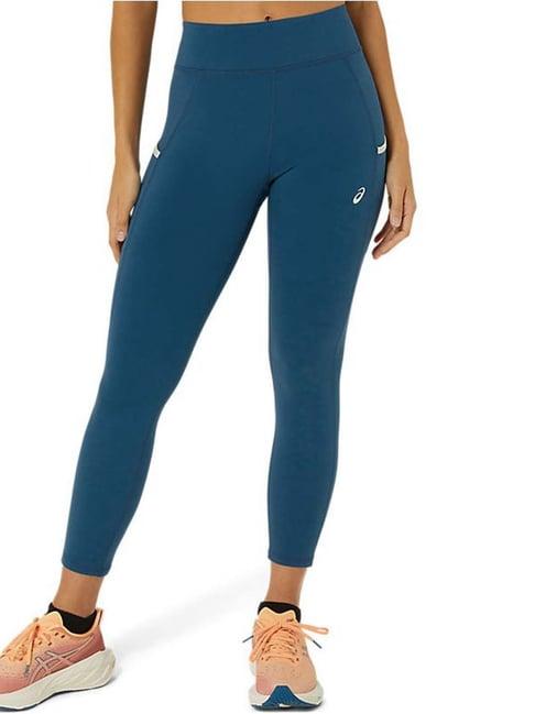 asics blue mid rise sports tights