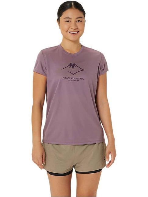 asics purple printed sports t-shirt