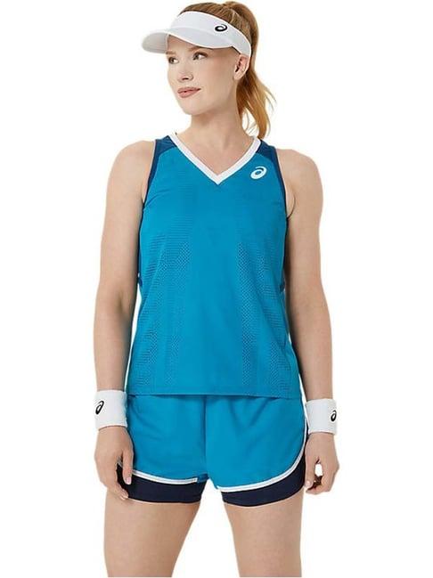 asics blue self pattern sports t-shirt