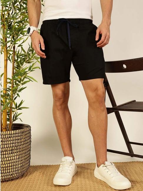 thomas scott black cotton regular fit shorts