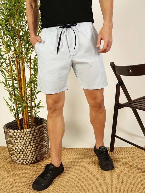 thomas scott sky blue cotton regular fit shorts