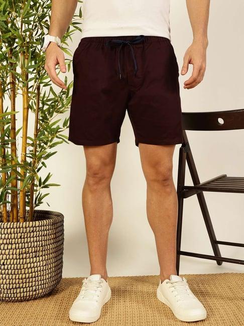 thomas scott wine cotton regular fit shorts