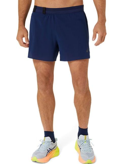 asics blue regular fit texture sports shorts