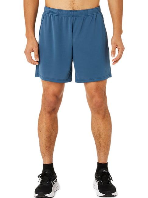 asics blue regular fit texture sports shorts