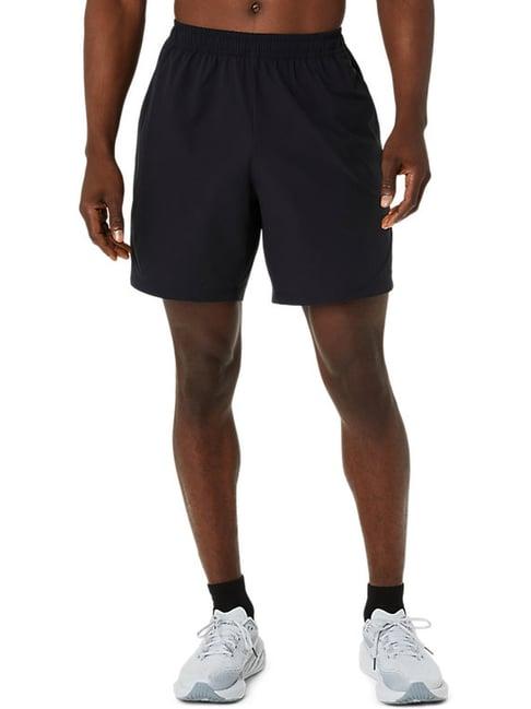 asics black regular fit sports shorts