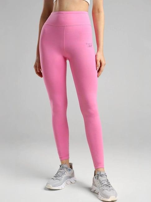 reebok pink cotton mid rise sports tights