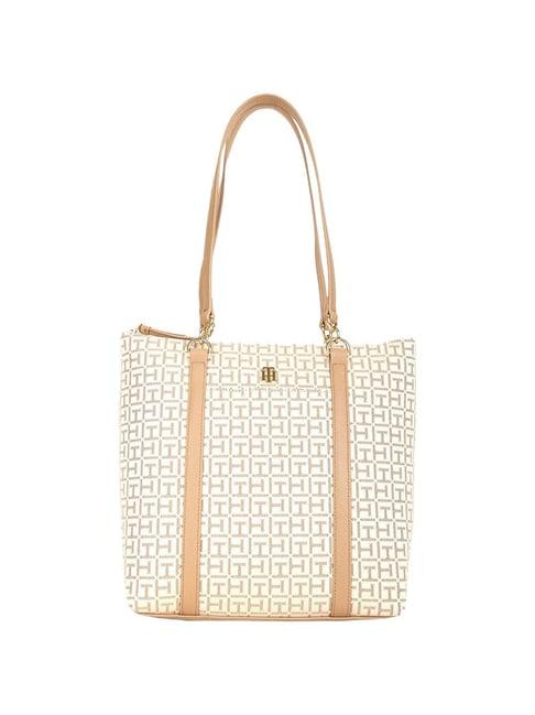 tommy hilfiger beige odette ii logo tote