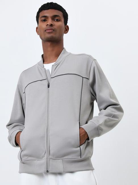 studiofit by westside grey seam-detailed relaxed-fit jacket