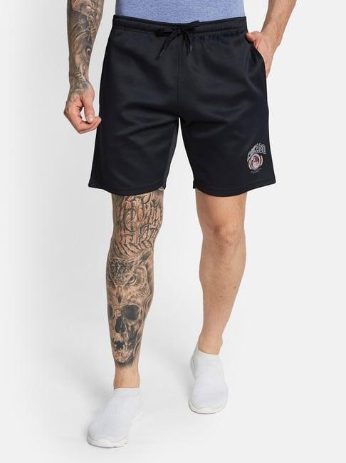 octave dark navy cotton regular fit sports shorts