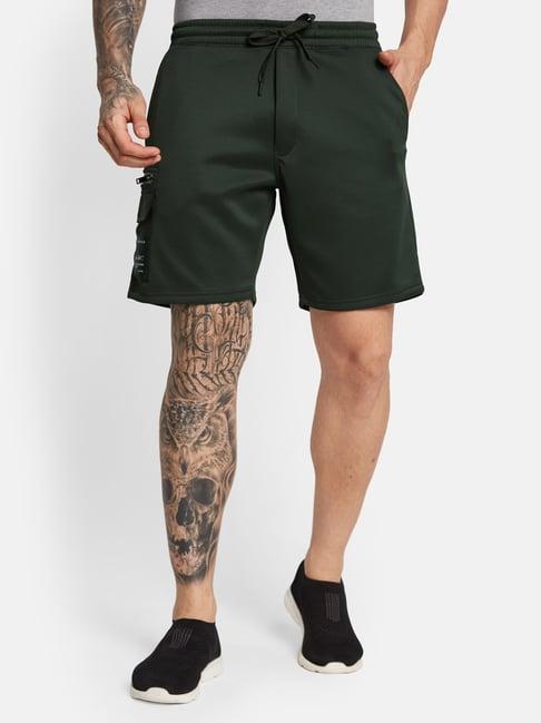 octave dark olive cotton regular fit cargo shorts