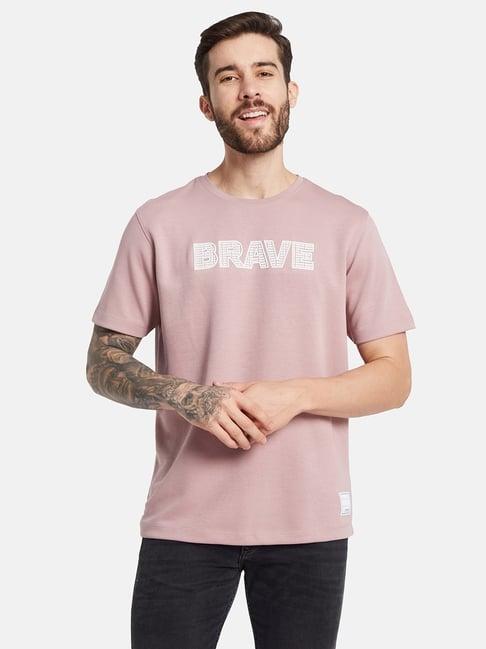 octave pink cotton regular fit printed t-shirt