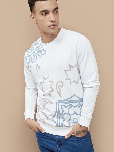 fame forever by lifestyle white cotton regular fit printed sweatshirt