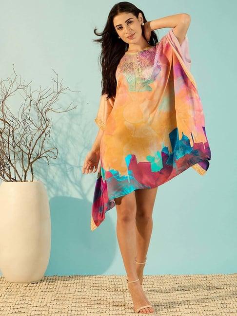 the kaftan company multicolored printed kaftan