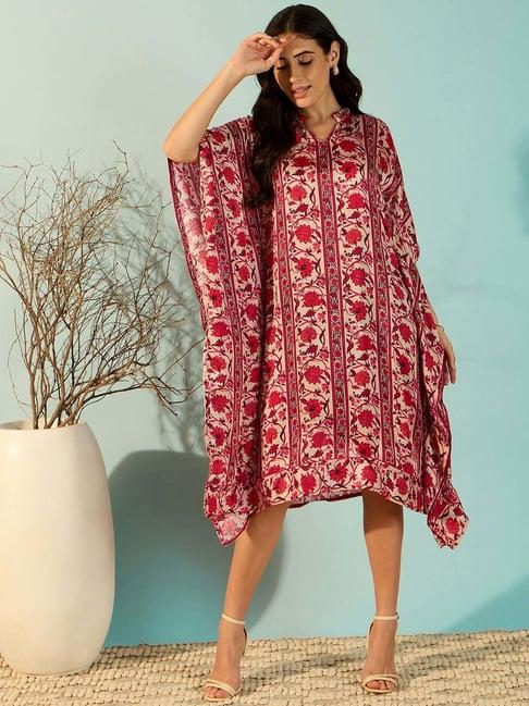 the kaftan company red & white printed kaftan