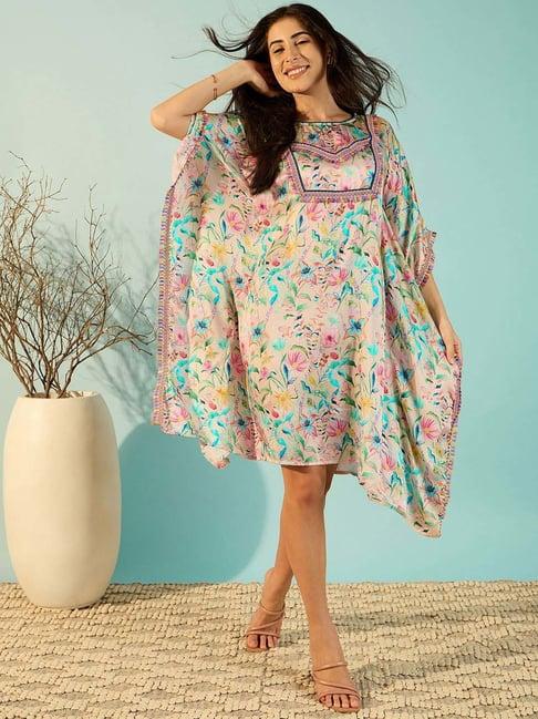 the kaftan company peach floral print kaftan