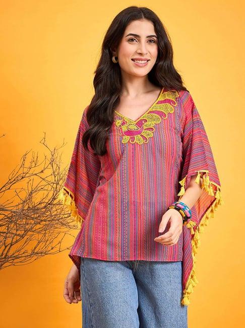 the kaftan company red embroidered kaftan top